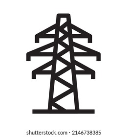 Electricity network station icon in outline style on white background