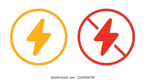 Electricity and No electricity icon sign. Power symbol vector illustration.