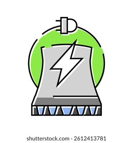 electricity nuclear energy color icon vector. electricity nuclear energy sign. isolated symbol illustration