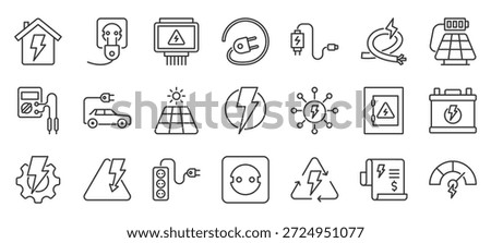 electricity outline icon pack collection of electricity, electric, energy, power, voltage, electrical, lightning, light, thunderstorm, thunder icon