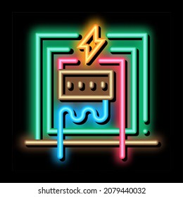 vector de señal de luz de neón del panel eléctrico. Icono brillante de la señal del panel eléctrico. ilustración de símbolo transparente