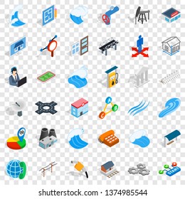 Electricity pipe icons set. Isometric style of 36 electricity pipe vector icons for web for any design