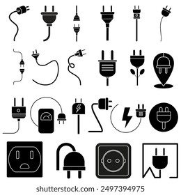 Electricity plug icon vector set. Charger illustration sign collection. Electricity symbol or logo.