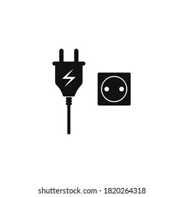 Icono de enchufe de electricidad para tu sitio web, logotipo, aplicación, interfaz de usuario, impresión de producto. Icono de enchufe de electricidad concepto plano Icono de ilustración de vector de silueta plana
