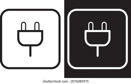 contorno de enchufe de electricidad e icono relleno en estilo plano
