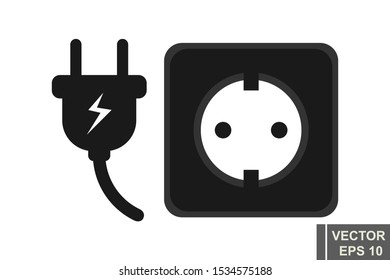 Electricity plug and socket. Isolated on a white background. The icon. For your design.