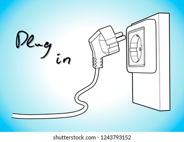 Electricity plug and socket. Simple vector draw.