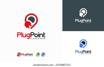 Electricity Point logo designs concept vector, Charging station logo design,