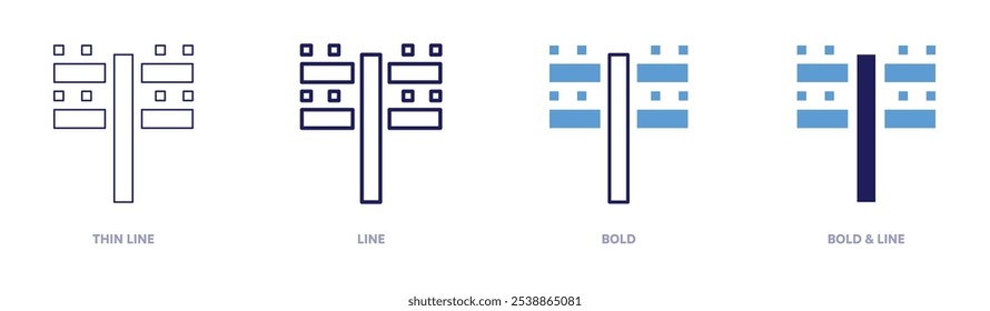 Electricity pole icon in 4 different styles. Thin Line, Line, Bold, and Bold Line. Duotone style. Editable stroke.