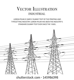 Electricity pole over white. Vector illustration.