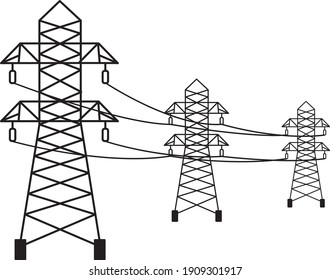 Electricity poles, illustration, vector on a white background.