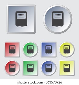 Electricity power counter icon. Measurement sign. Three-phase. Vector