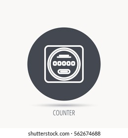 Electricity power counter icon. Measurement sign. Round web button with flat icon. Vector