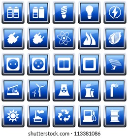 Electricity, power and energy icon set. Vector illustration.