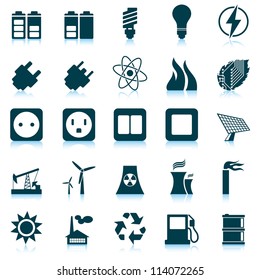 Electricity, power and energy icon set. Vector illustration.