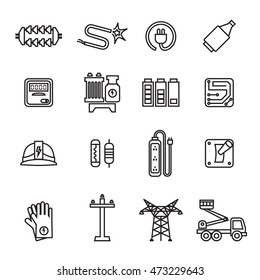 Electricity, power and energy icons set 2 - Line Style stock vector.