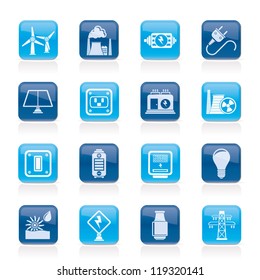 electricity, power and energy icons - vector icon set