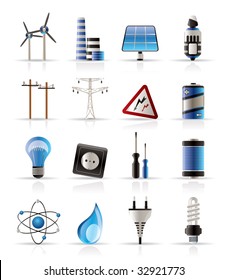 Electricity,  power and energy icons - vector icon set