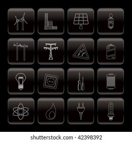 Electricity, power and energy icons - vector icon set