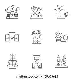 Electricity, power and energy vector icon set 