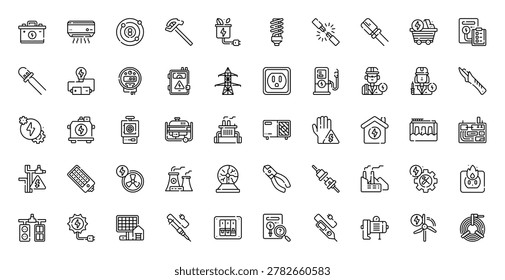 Electricity Power Energy Voltage Lightning Technology Icon Set