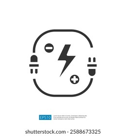 Electricity Power Icon with Plug and Socket Representing Energy Source and Electrical Supply for Devices