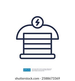 Electricity Power Icon Symbol with Circuit and Lightning Bolt Indicating Energy Management and Electrical Control System