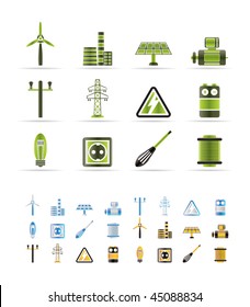 Electricity and power icons - vector icon set - 3 colors included