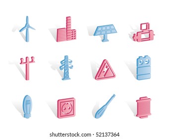 Electricity and power icons - vector icon set