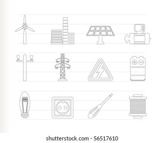 Electricity and power icons - vector icon set