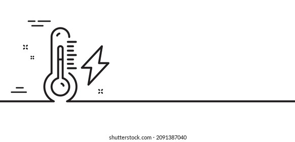 Electricity power line icon. Lightning bolt with thermometer sign. Electric energy symbol. Minimal line illustration background. Electricity power line icon pattern banner. Vector