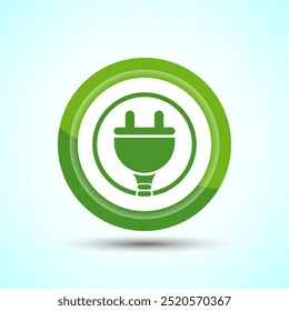 Eletricidade, Energia, Ilustração de design de ícone de plugue, Ícone para aplicação Web e móvel, Design de botão de cor verde