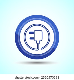 Electricity, Power, Plug Icon Design Illustration, Icon For Web and mobile application, Blue Color Button Design