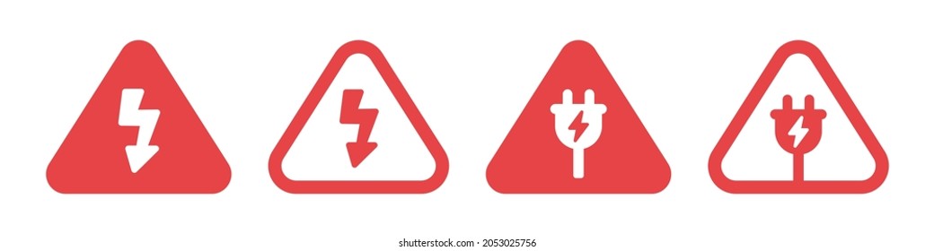 Electricity power warning icon sign vector illustration. High voltage sign.