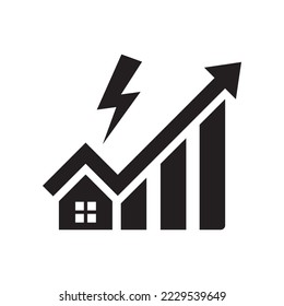 Electricity price icon. Cost of living. Vector icon isolated on white background.