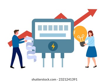 Electricity price increase concept vector illustration on white background.