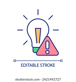 Electricity problem RGB color icon. Energy crisis. Difficulty with generating ideas. Power outage. Isolated vector illustration. Simple filled line drawing. Editable stroke. Arial font used