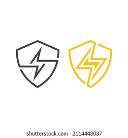 Electricity protect, shield. Vector icon logo template
