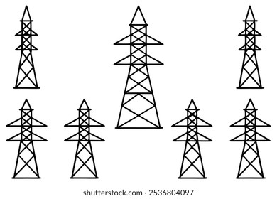 Eletricidade Pylon Linha Elegante Ilustrações Arte