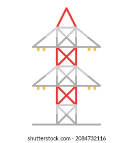 electricity pylon flat clipart vector illustration