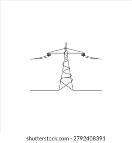 Electricity pylon tower with power lines