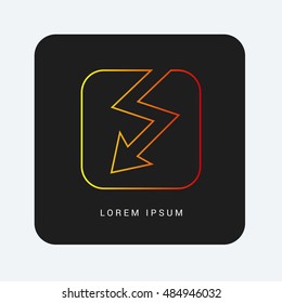 Electricity Red & Orange gradient attractive line thin icon / logo design