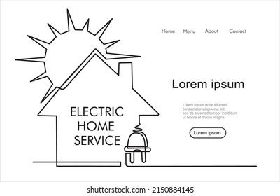 Electricity Repair And Maintenance Services,home Electricity Continuous One Line Drawing Minimalism Design Isolated On White Background, Vector Concept