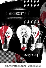 Electricity. Retro grunge poster. Vector illustration.
