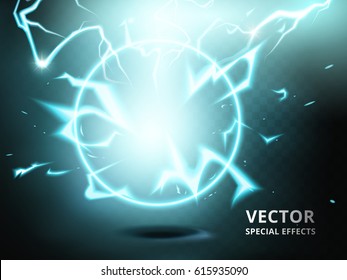 electricity ring element that can be used as special effect, teal background 