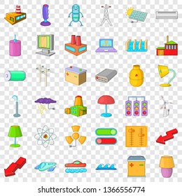 Electricity robot icons set. Cartoon style of 36 electricity vector icons for web for any design