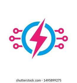 Electricity rounded icon. Vector illustration style is flat iconic bicolor symbol inside a circle. Designed for web and software interfaces. Vector Illustration. EPS 10