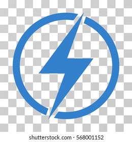 Electricity rounded icon. Vector illustration style is flat iconic symbol inside a circle, cobalt color, transparent background. Designed for web and software interfaces.