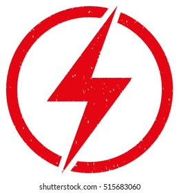 Electricity rubber seal stamp watermark. Icon symbol inside circle frame with grunge design and corrosion texture. Scratched vector red ink emblem on a white background.