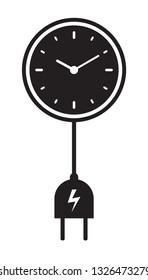 electricity and savings, plug and clock vector